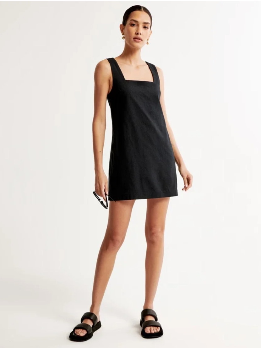 Nwt Abercrombie Linen-Blend Wide Strap Mini Dress